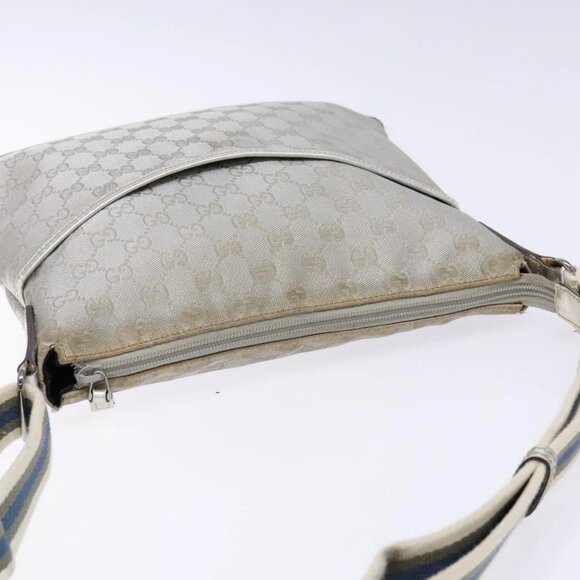GUCCI GG Canvas Sherry Line Shoulder Bag Silver - Picture 6 of 16